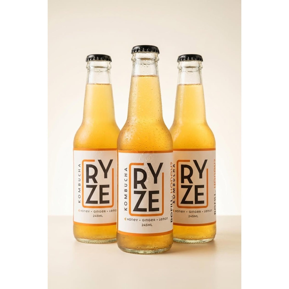 Honey Lemon Ginger kombucha 3 bottles - RYZE